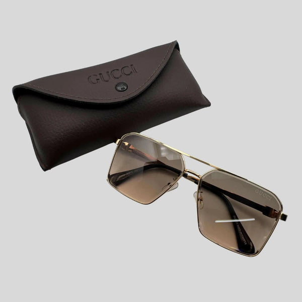 Gucci Style Aviator Sunglasses – Gold Frame, Brown Gradient Lens Elvazon Store