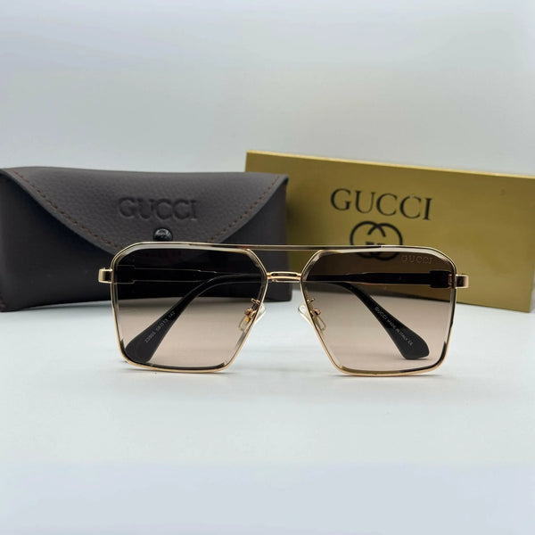 Gucci Style Aviator Sunglasses – Gold Frame, Brown Gradient Lens Elvazon Store