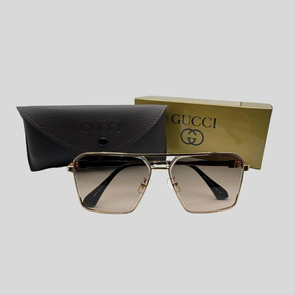 Gucci Style Aviator Sunglasses – Gold Frame, Brown Gradient Lens Elvazon Store